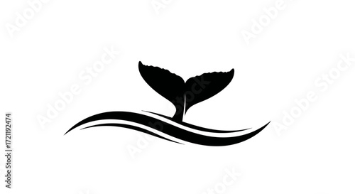 Dramatic whale tail breaching ocean surface graphic conveying power and freedom