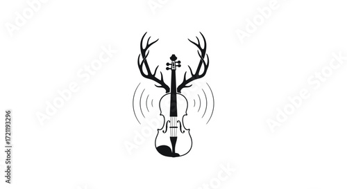 Harmonic wilderness: a captivating fusion of musical instrument and nature's majestic antlers