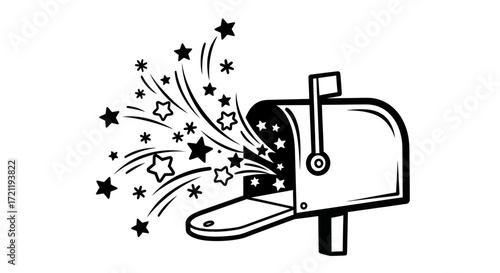 Mailbox magic: A burst of stars and sparkles delivers joy and anticipation  in graphic form
