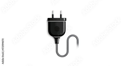 Powering up digital life minimalist black adapter plug illustration on white backdrop