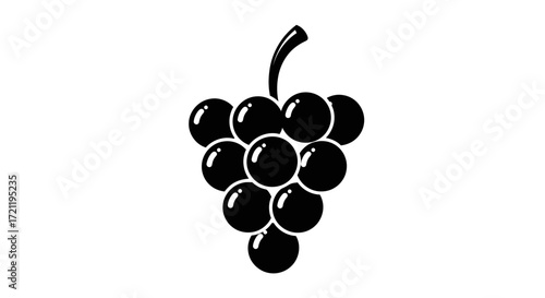 Stylized grape cluster representation in monochrome minimalism design aesthetics