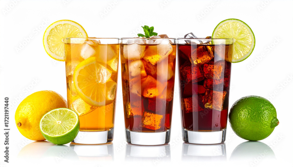 Fototapeta premium Assorted Refreshing Drinks with Lemon and Lime