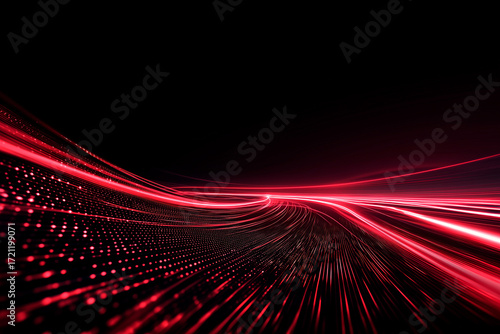 Futuristic Speed Lines with Red Neon Light Effect