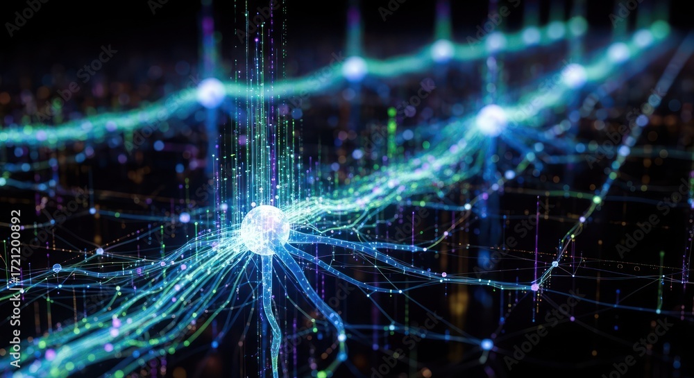 Obraz premium Abstract neural network concept, brain cell structure and connections