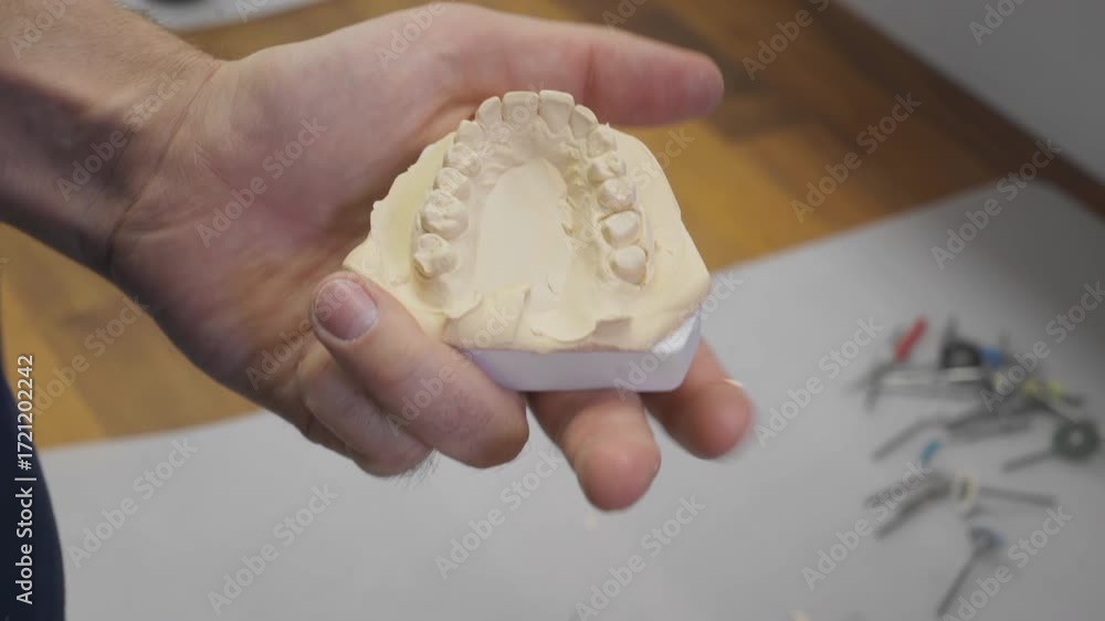 Using Dental Mould For Artificial Jaw Manufacturing To Check Teeth Of ...