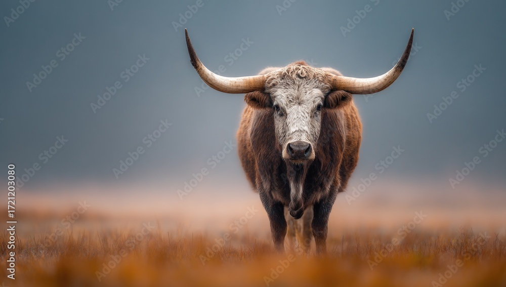 Naklejka premium Longhorn cattle in field