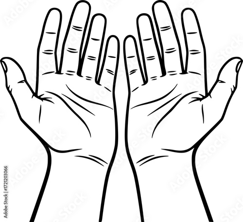 Two open hands reaching up, symbolizing offering, hope, or receiving something