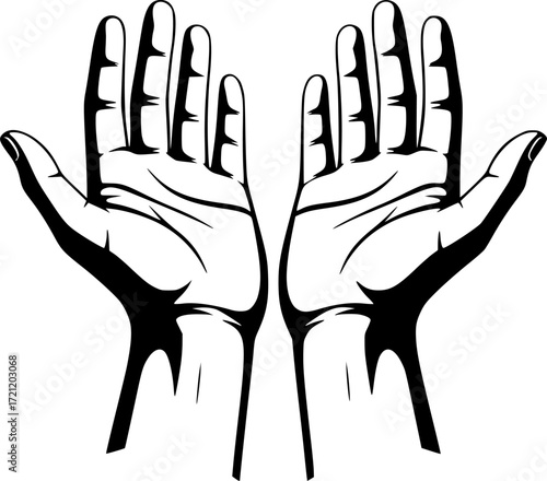 Two open hands reaching up, symbolizing offering, hope, or receiving something