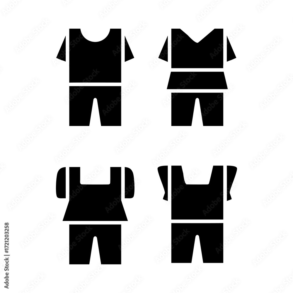 Naklejka premium Set Of Hannd Drawn One Set Casual Clothing Short Pants Outfits Icon Symbol Logo Vector Collections