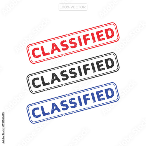 Classified red ink rubber stamp sign symbol grunge effect vector illustration design confidential case