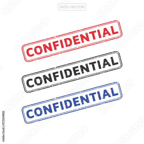 Confidential red ink rubber stamp sign symbol grunge effect vector illustration design confidential case investigation