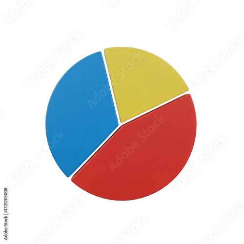 Free Download Colorful three-segment pie chart visualizing data proportions and trends transparent background - GFXLoad