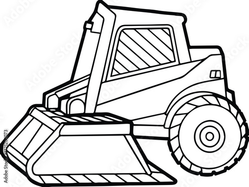 skid steer loader machine outline vector and illustration line art
