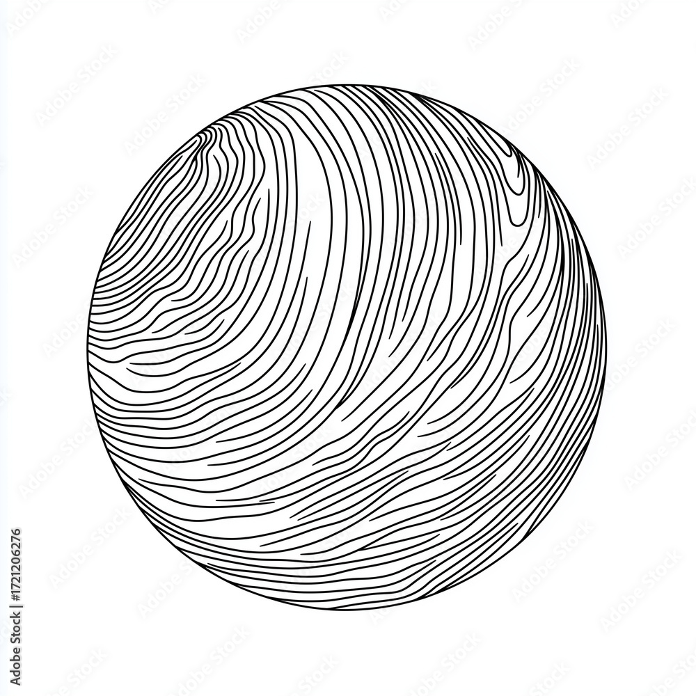 Obraz premium Sensory ball isolated in line art style with wavy patterns 