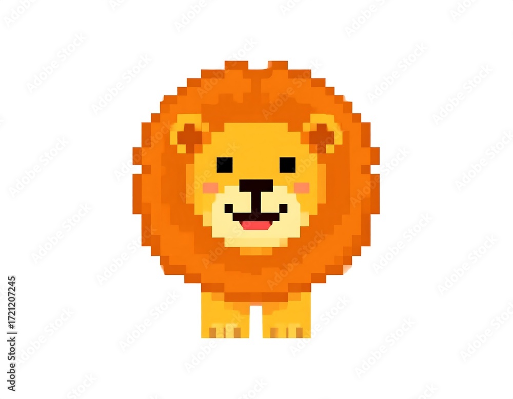 Obraz premium Cute pixel lion illustration