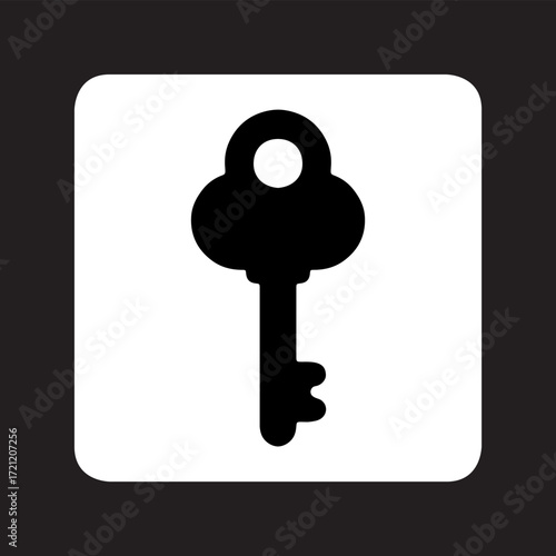 Key icon vector. Key logo design. Key vector icon illustration in square isolated on white background