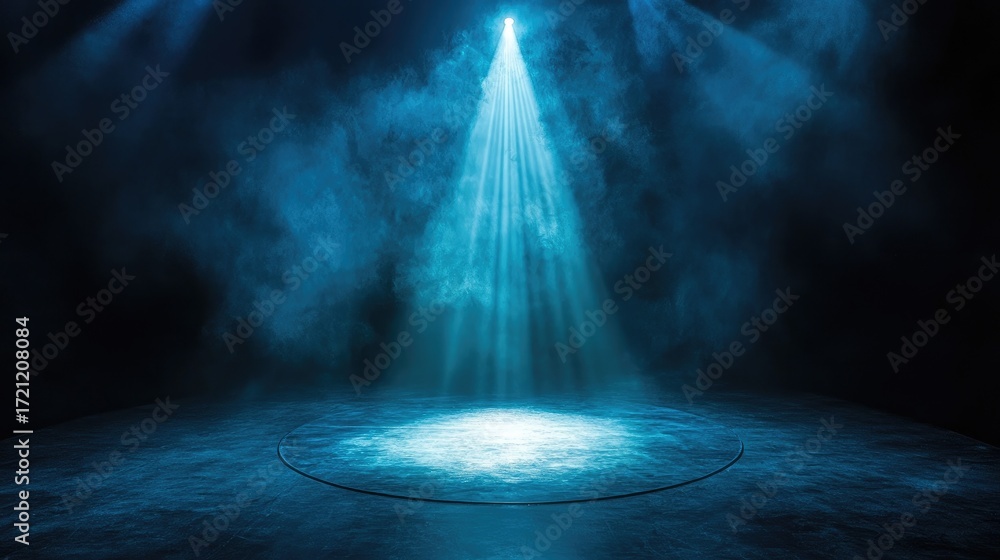 Obraz premium Spotlight Beam on Empty Stage with Misty Background