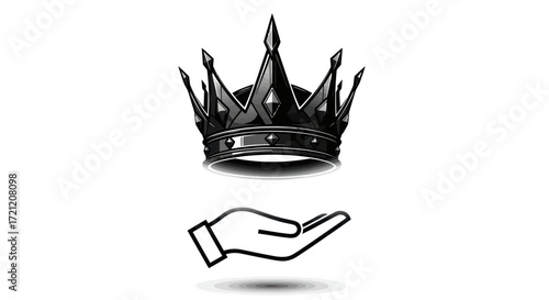 A symbolic representation of empowerment, royalty, and aspiration through offering and receiving