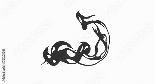 Abstract organic shape in black and white conveying fluidity and artistic flair