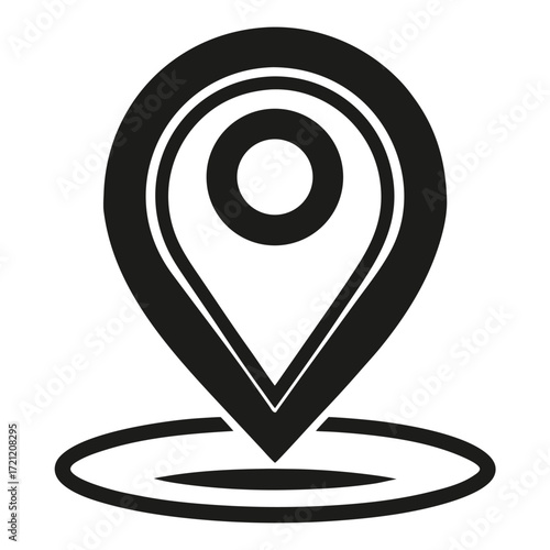 Black pointer indicates a certain destination location on a white background precisely now