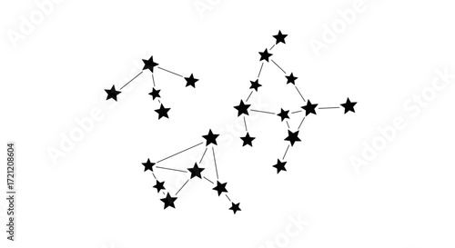 Celestial constellation illustration, a minimalist style of star groupings connected by lines