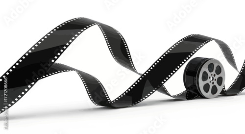 Classic film reel unraveling with elegance depicting vintage cinematic art form presentation
