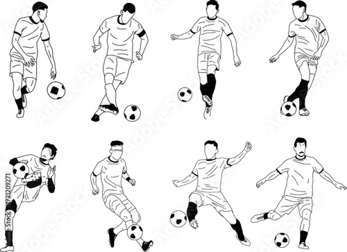 Soccer Player Outline Sketches for Sports Design