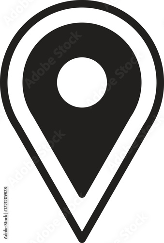 location, map, address icon Location marker icon in black and white design.