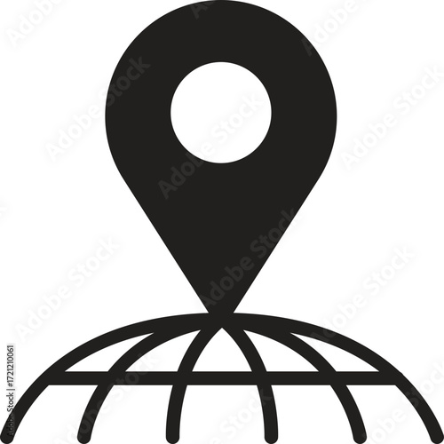 location, map, address icon Location pin icon over a globe representation.