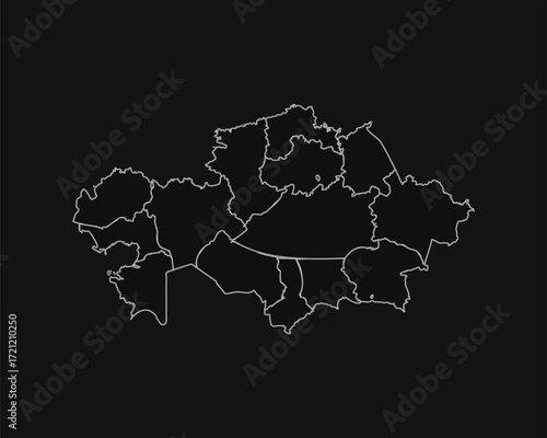 Kazakhstan regions map outline