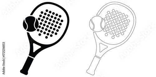 Padel racket and ball ready for a friendly match,Padle Tennis logo, padle club logo, padle racket and ball logo icon vector 