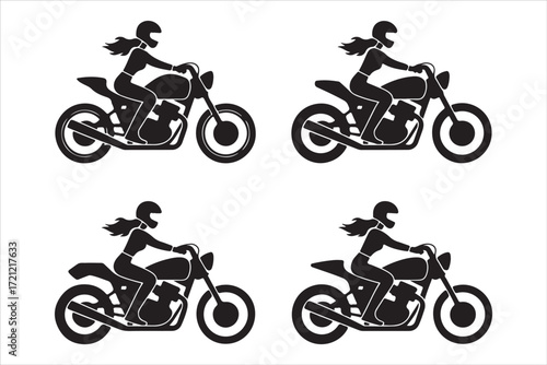 Biker Riding Vintage Motorcycle – Black and White Art