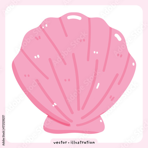 Cute Summer Shell Vector beach illustration 