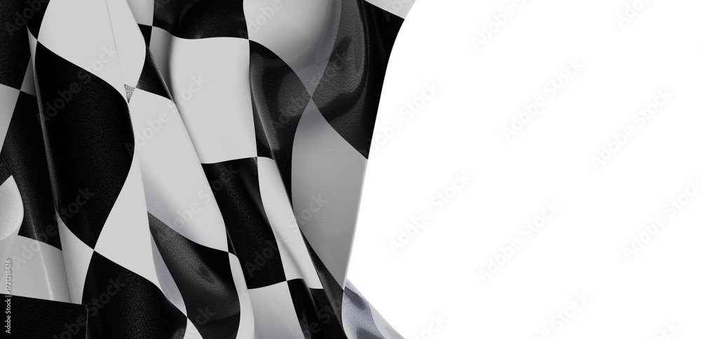 Fototapeta premium Dramatic black and white checkered racing flag, perfect for sports, victory, competition themes.