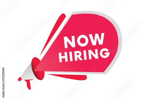 Now hiring banner flat  shape eps vector label. Business, ad Illustration design. Web element symbols.