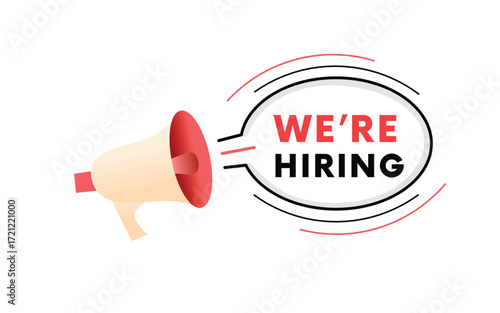 We are hiring banner illustration advertising concept design megaphone label. Sign design editable eps 10 .