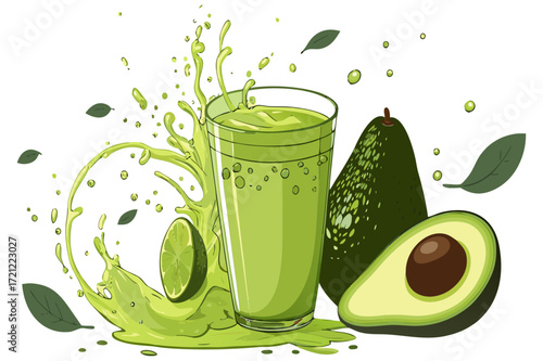Avocado Juice Splash Vector Illustration Design
