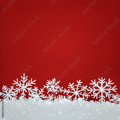 Winter Snowflakes on a Bright Red Background for Holiday Celebrations and Sea...