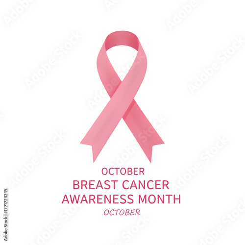 October is Breast Cancer Awareness Month, featuring a pink ribbon symbol on a dotted texture background vector design.