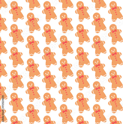 Seamless pattern with gingerbread cookies. Christmas holiday background design