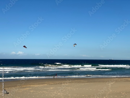 kite surfing on the beach