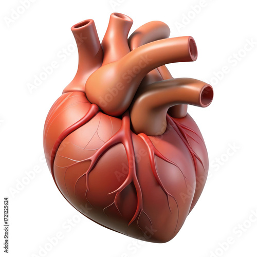 Wallpaper Mural Realistic 3d render of human heart anatomy with detailed blood vessels and chambers isolated on transparent background Torontodigital.ca