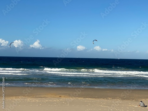 kite surfing on the beach