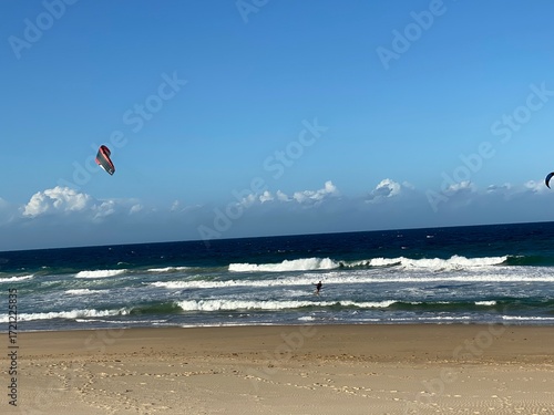 kite surfing on the beach
