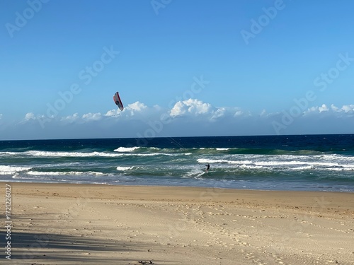 kite surfing on the beach