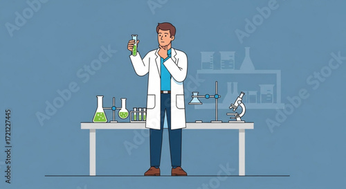 Scientist analyzing chemical reaction in laboratory experiment research and development science concept