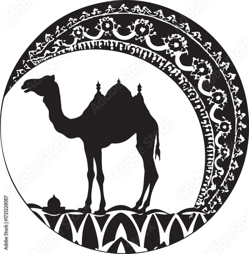 Arabian Camel Silhouette Vector Bundle | Desert Camel Moon Mandala SVG PNG EPS JPG Clipart