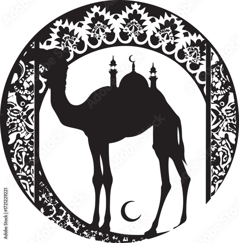 Arabian Camel Silhouette Vector Bundle | Desert Camel Moon Mandala SVG PNG EPS JPG Clipart