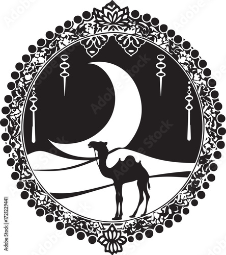 Arabian Camel Silhouette Vector Bundle | Desert Camel Moon Mandala SVG PNG EPS JPG Clipart