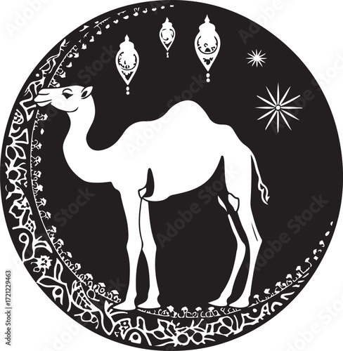 Arabian Camel Silhouette Vector Bundle | Desert Camel Moon Mandala SVG PNG EPS JPG Clipart